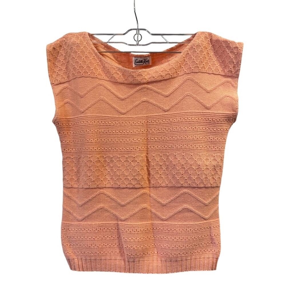 VTG Light Pink Knitted Lightweight Sweater Vest Cottage Barbie Spring, Size M